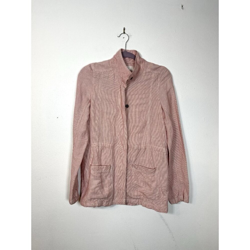 Caslon‎ XS Linen Seersucker Utility Red/White Micro Stripe Jacket
